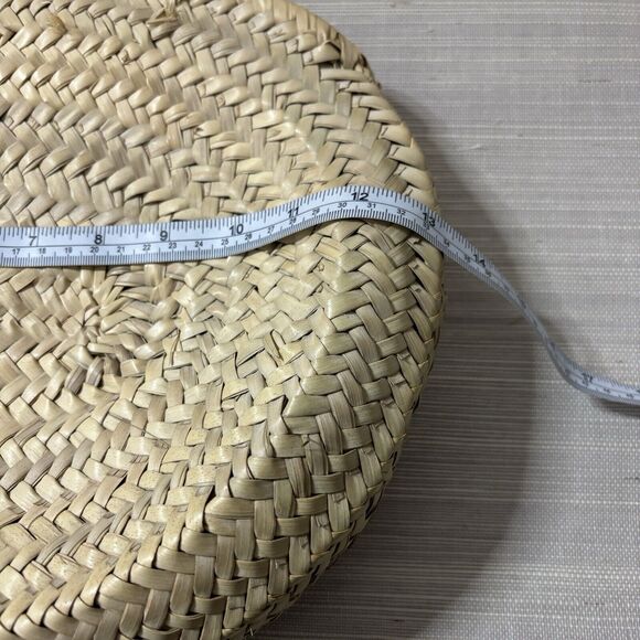SOCCO Designs boho round bag Beach basket Straw Bag French Basket Top handle - Picture 7 of 8